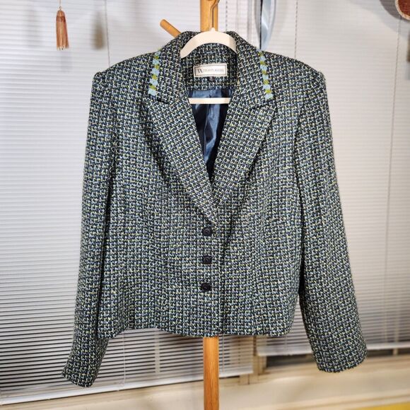 Travis Ayers 18 $100 Blue Teal Tweed Blazer Classic Academic Professor - Picture 1 of 10